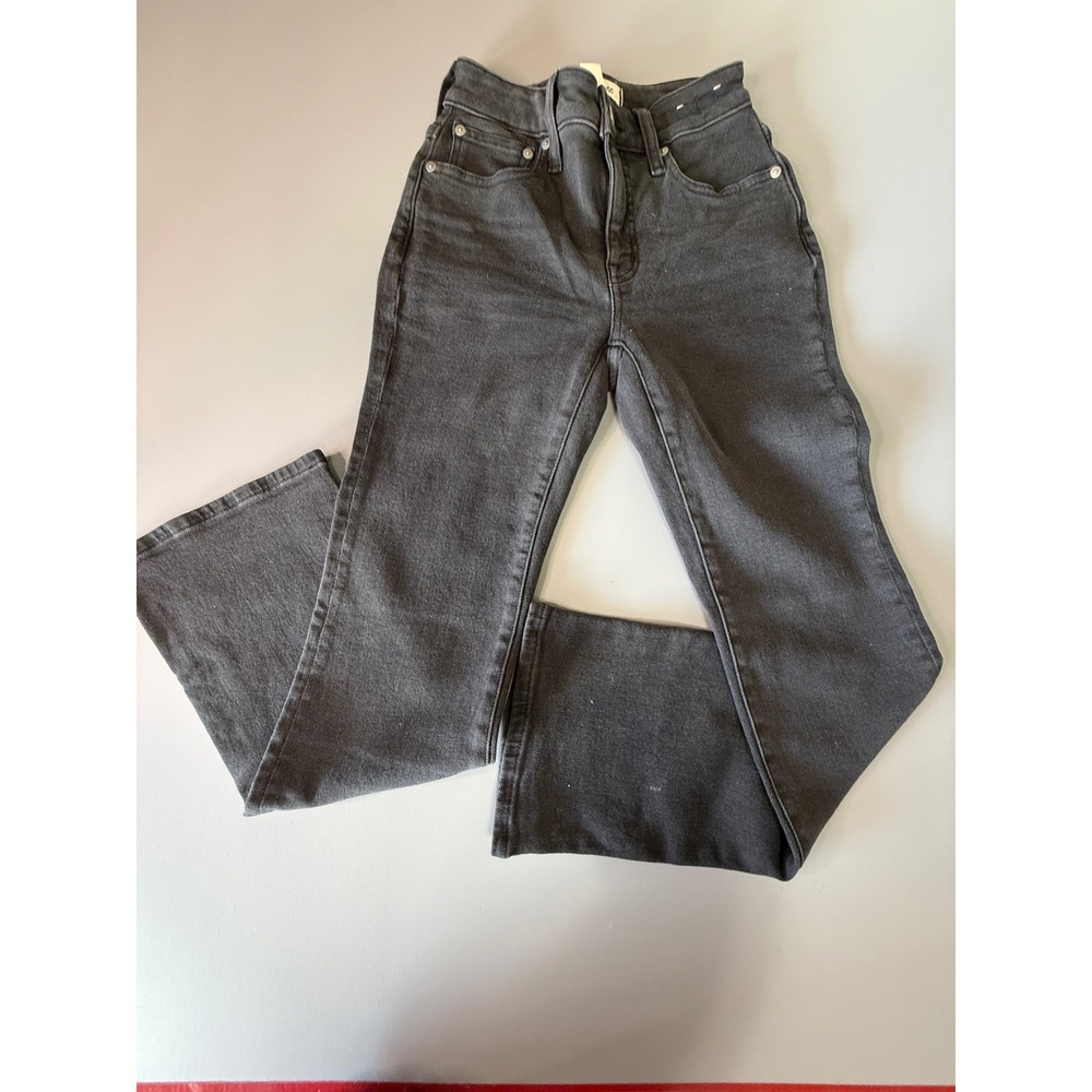 Madewell Curvy Kick Out Jeans High Rise Charcoal Gray Stretch Denim Size 24
